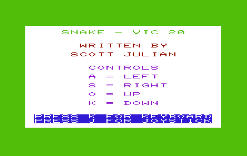 SNAKE title screen